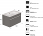 Mobile Preview: Vallessi GRANDE Waschtisch mit Waschtischunterschrank 100x48 cm mit 1 Auszug Matt Cashmere mit Überlauf und mit Inneneinteilung